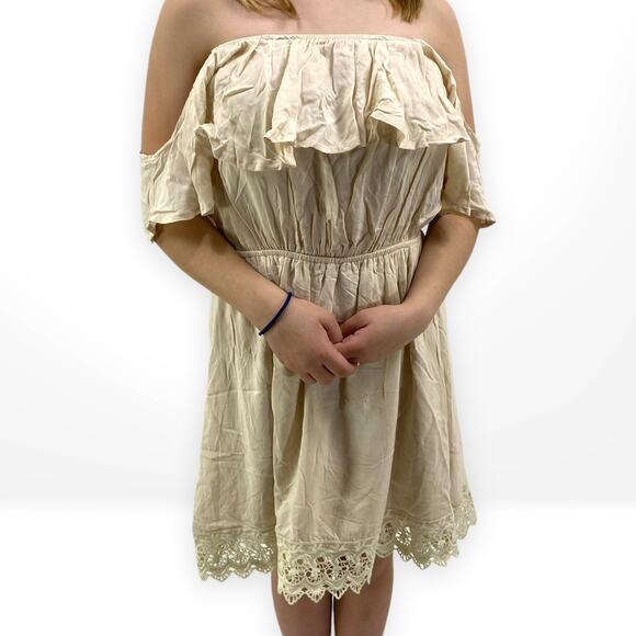 SAGE THE LABEL Off The Shoulder Lace Detail Flowy A Line Dress - Picture 2 of 8